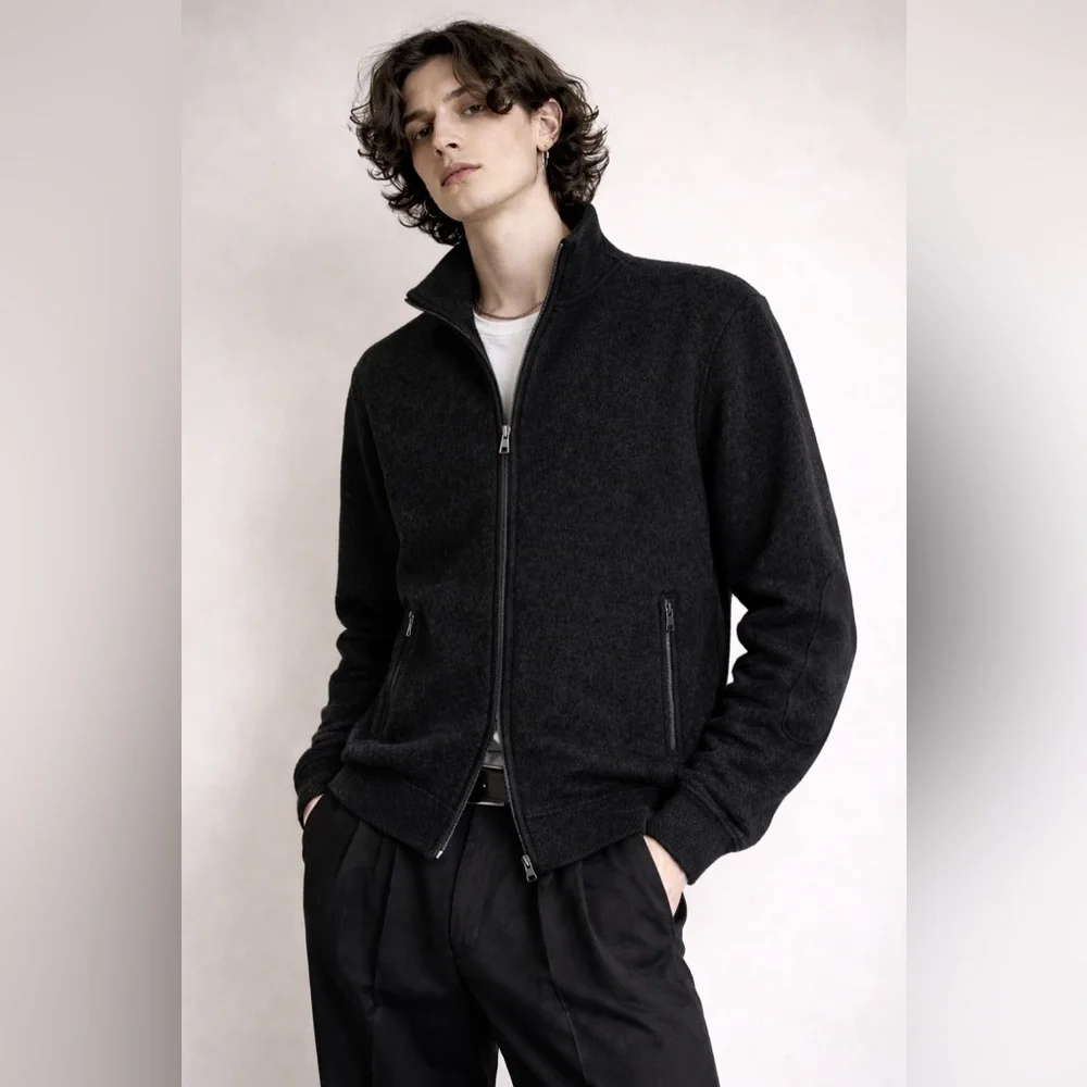Banana Republic Merino Wool Zip Jacket w/ Elbow Patches